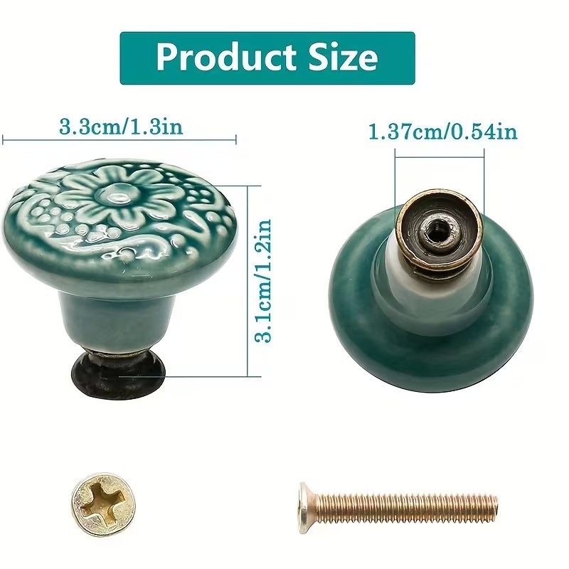12pcs Ceramic Cabinet Knobs, F - Furniture Hardware Kit 评论和价格