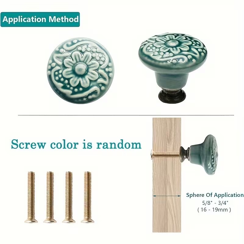 12pcs Ceramic Cabinet Knobs, F - Furniture Hardware Kit 评论和价格