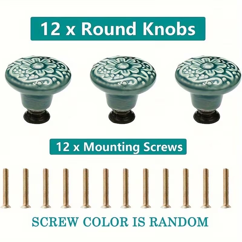 12pcs Ceramic Cabinet Knobs, F - Furniture Hardware Kit 评论和价格