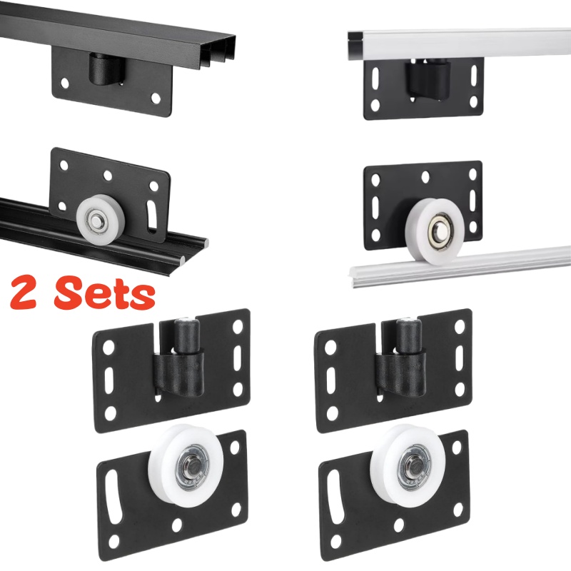 2 Sets Sliding Closet Door Rol - Furniture Hardware Kit 评论和价格